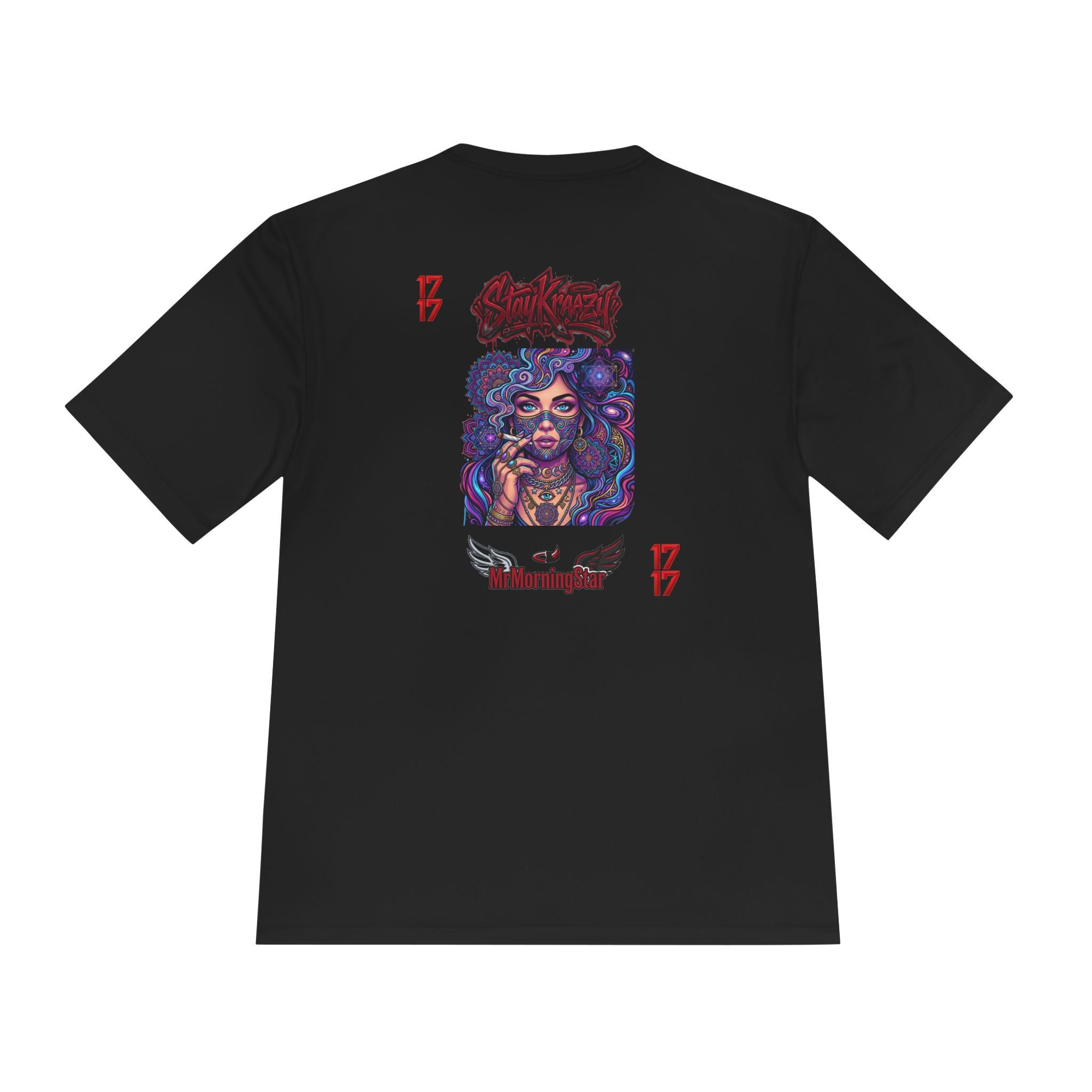 Psychedelic Woman Graphic Tee — Retro Cosmic Portrait Moisture‑Wicking Shirt