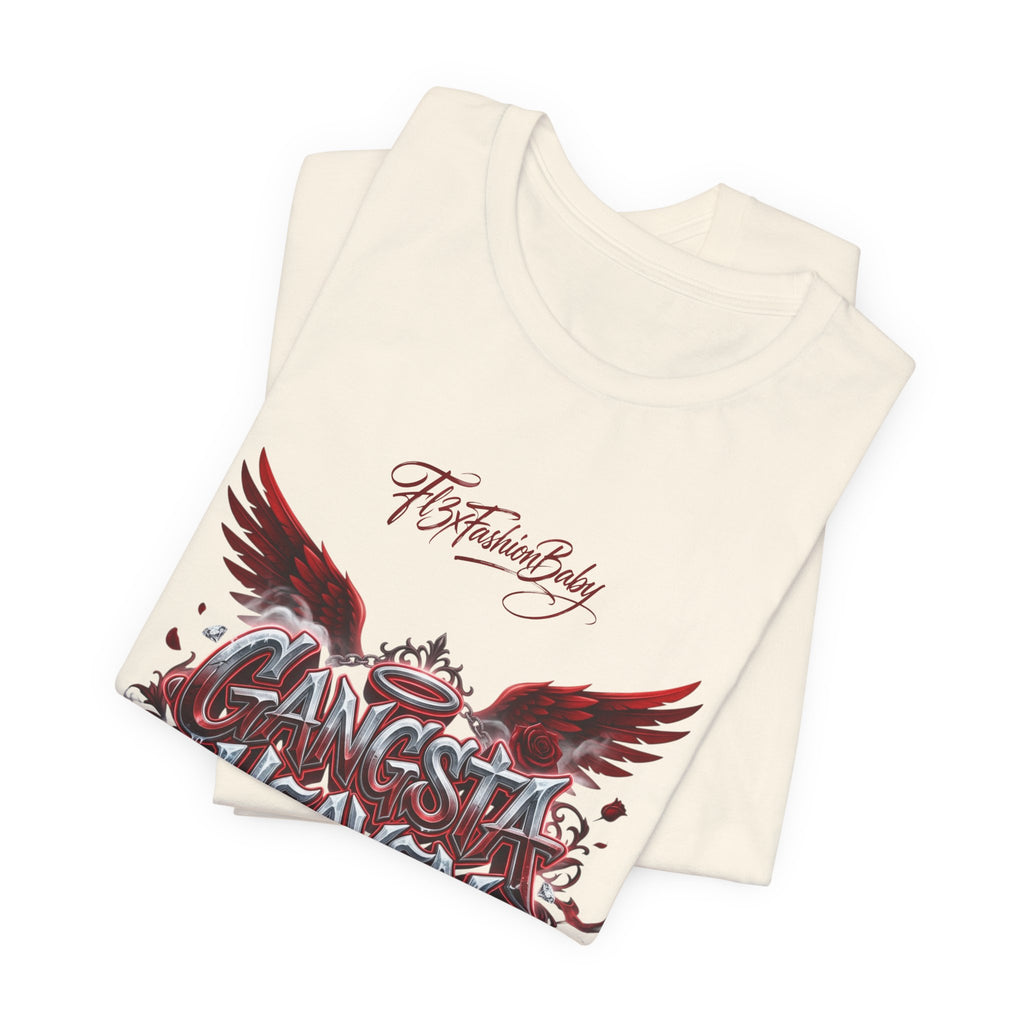 Gangsta Heaven Graphic Tee — Urban Winged Script T-Shirt
