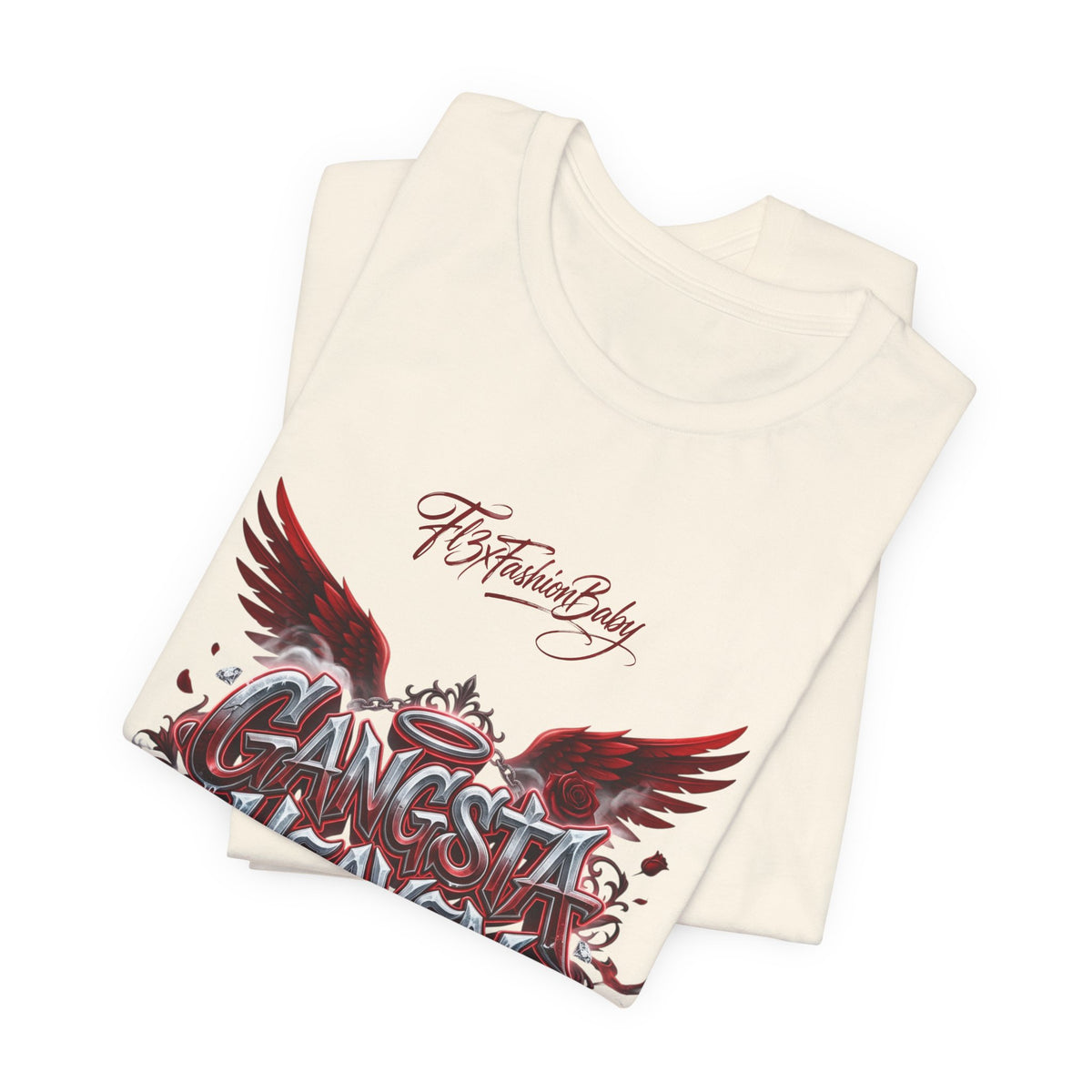 Gangsta Heaven Graphic Tee — Urban Winged Script T-Shirt