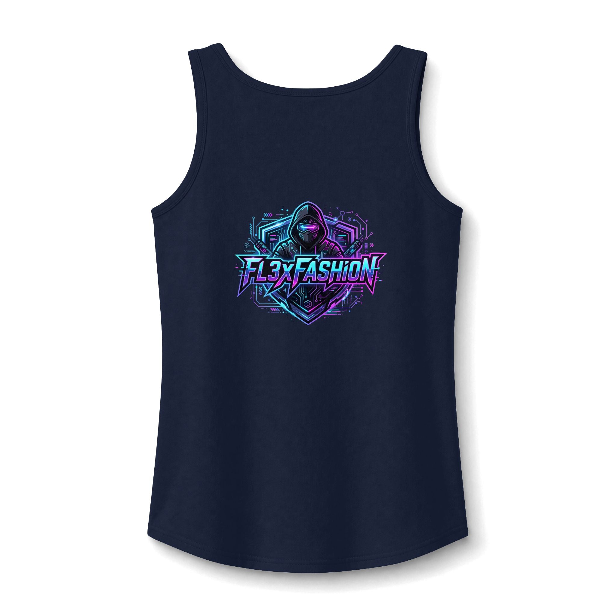 Graphic Gamer Hoodie Tank — 'Flex Fashion' Neon Gamer Logo Women's Tank