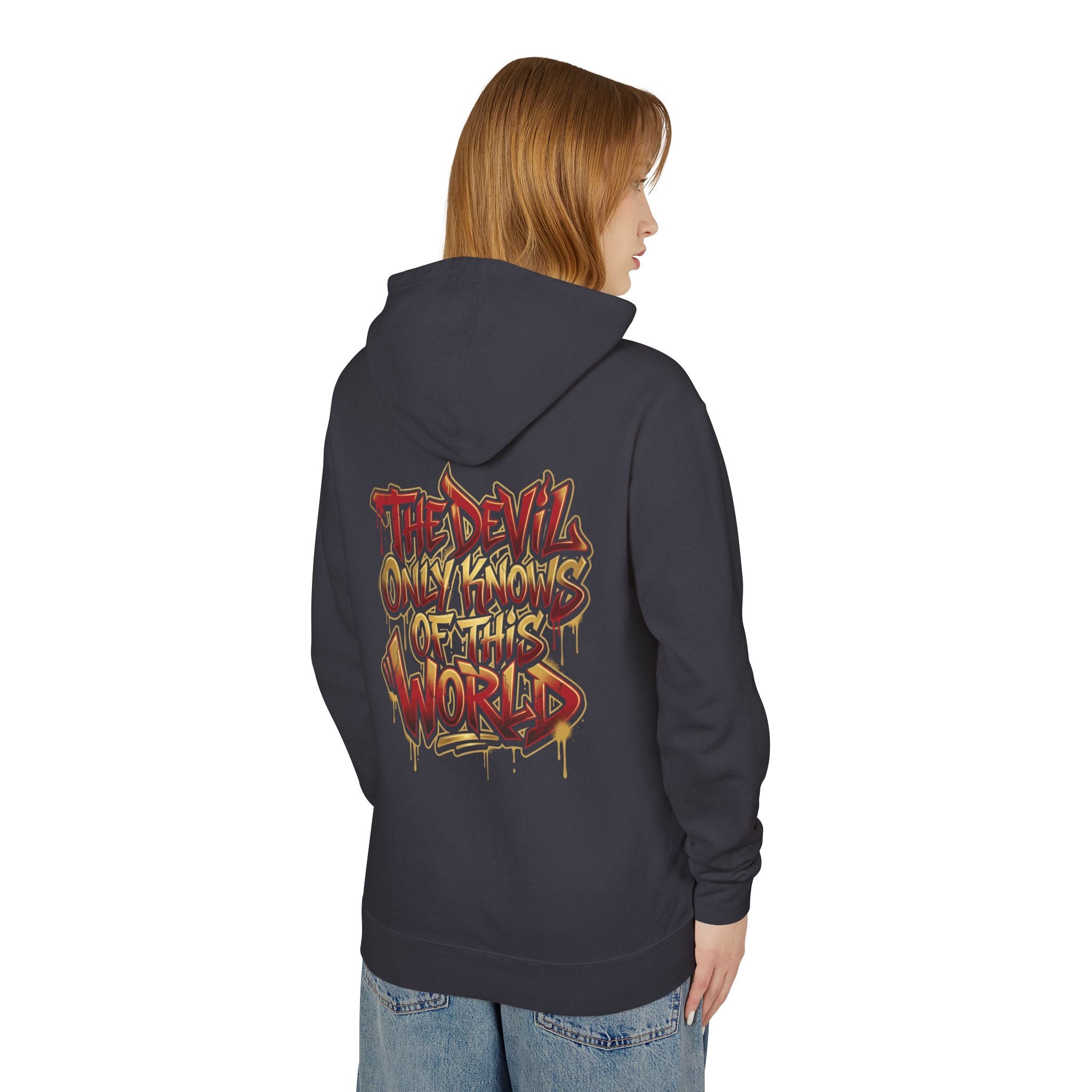 Devil Graphic Hoodie — "The Devil Only Knows of This World" Streetwear Sweatshirt
