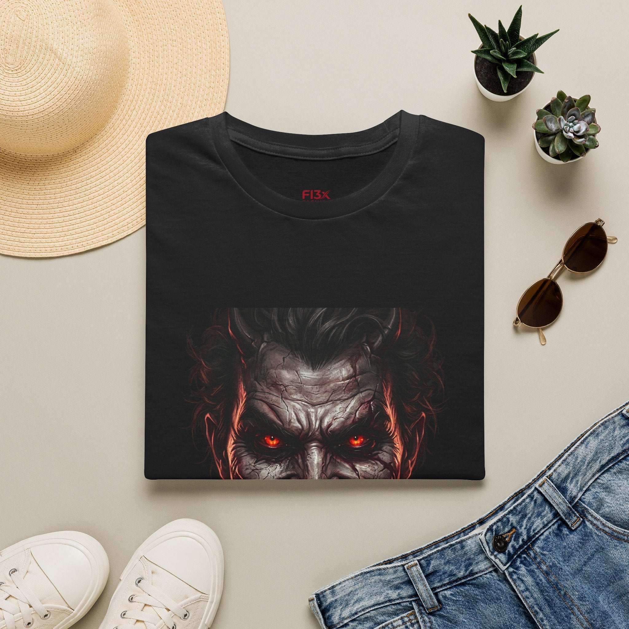 Horror Joker Face T-Shirt — Red-Eyed Villain Graphic Tee