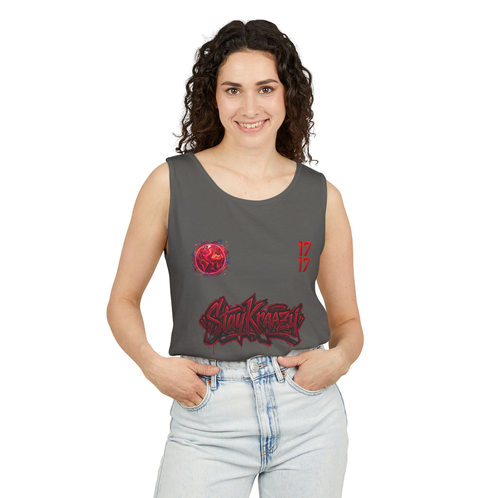 Red Planet Graphic Tank Top — '17/17' Streetwear Planet Design
