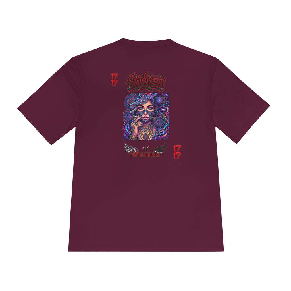Psychedelic Woman Graphic Tee — Retro Cosmic Portrait Moisture‑Wicking Shirt