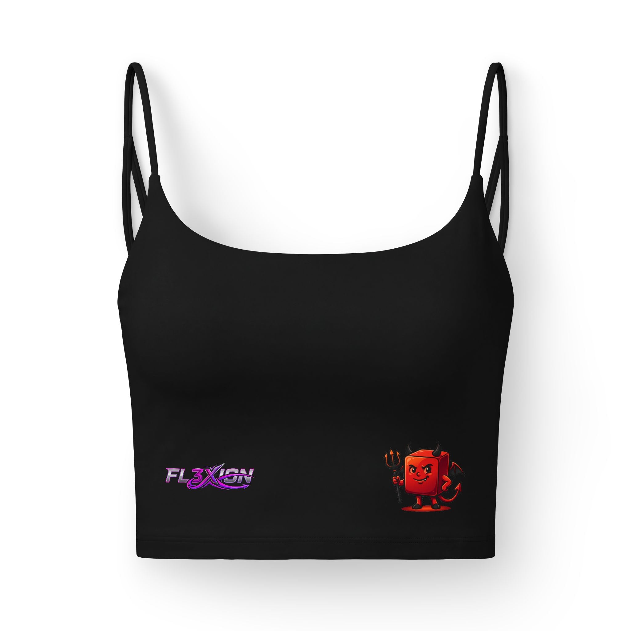 Women's Luxe Bra — Flame Logo Crop Bralette with Fiery Pixel Graphics
