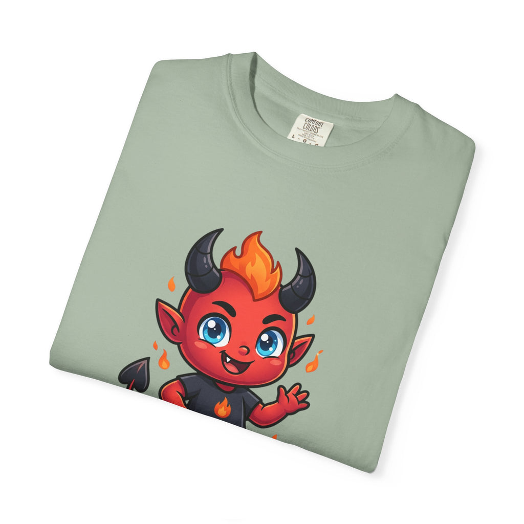 Devil Baby Graphic T-Shirt — Cute Red Demon Cartoon Tee with "FBfashionBaby" Script