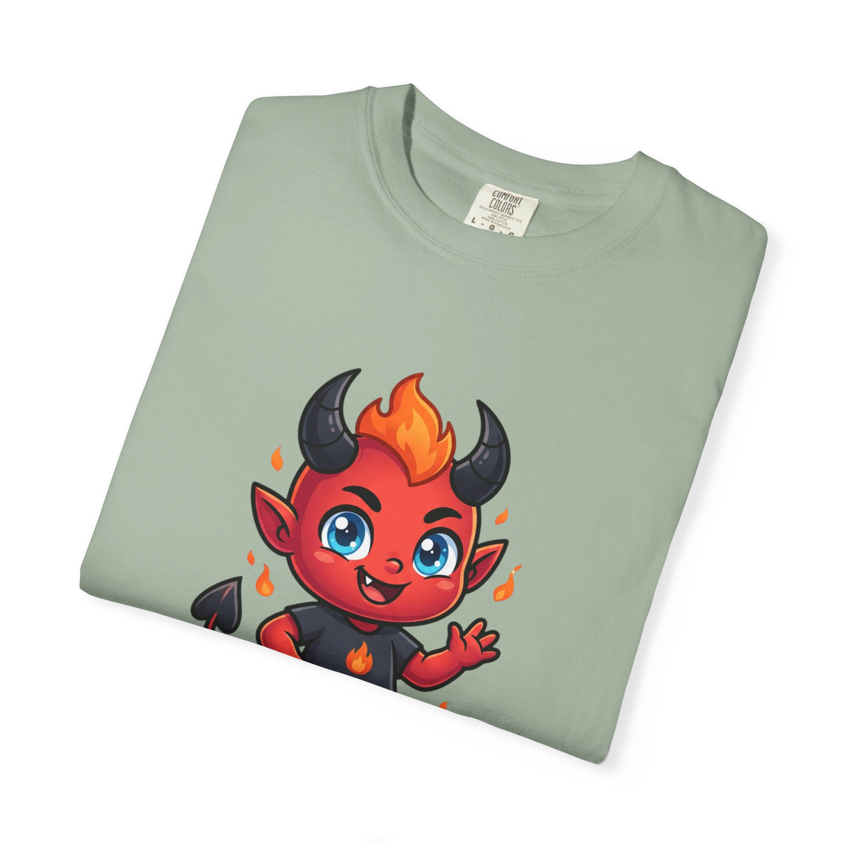 Devil Baby Graphic T-Shirt — Cute Red Demon Cartoon Tee with "FBfashionBaby" Script