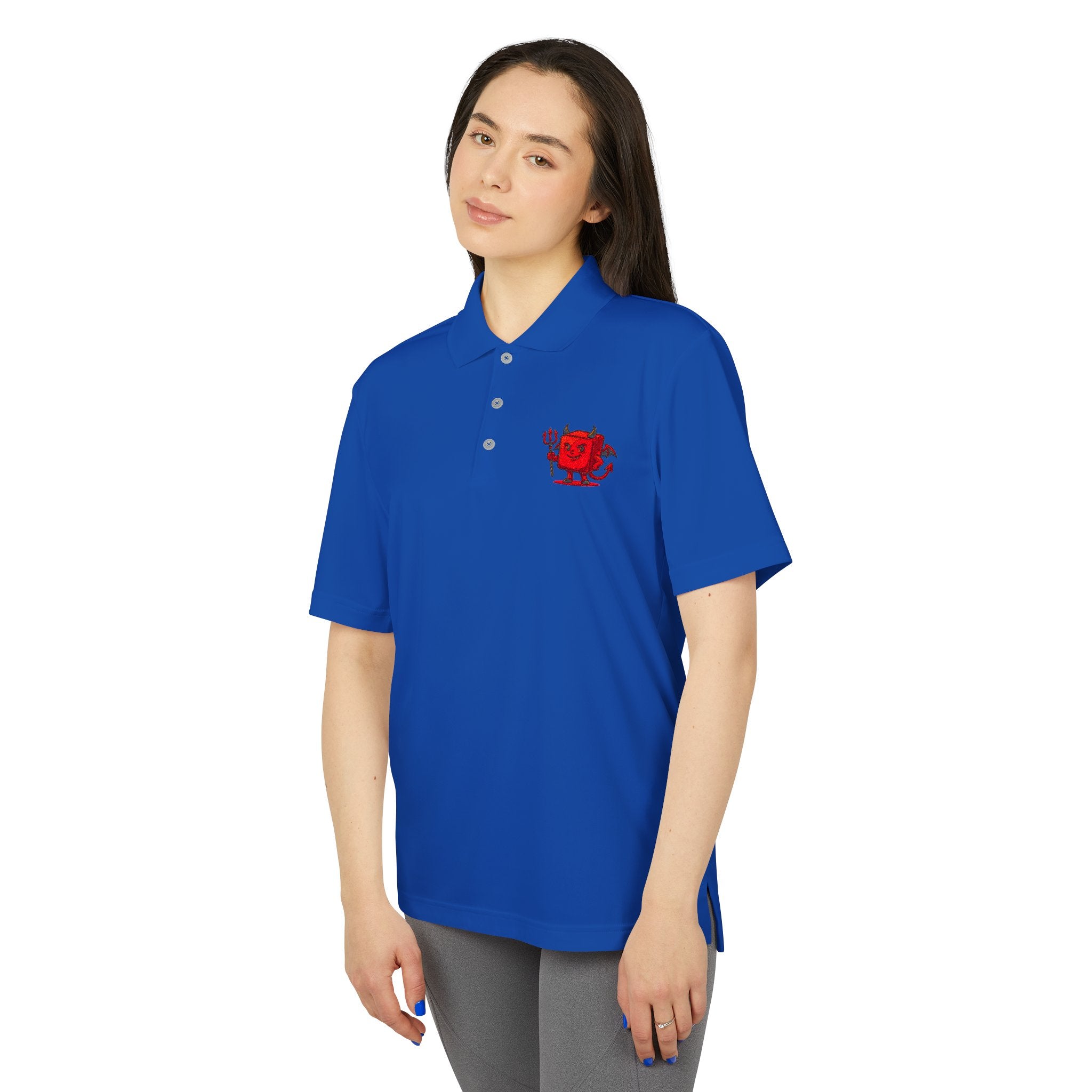 Red Devil Logo Polo Shirt — Embroidered Small Chest Graphic, Golf & Casual Wear