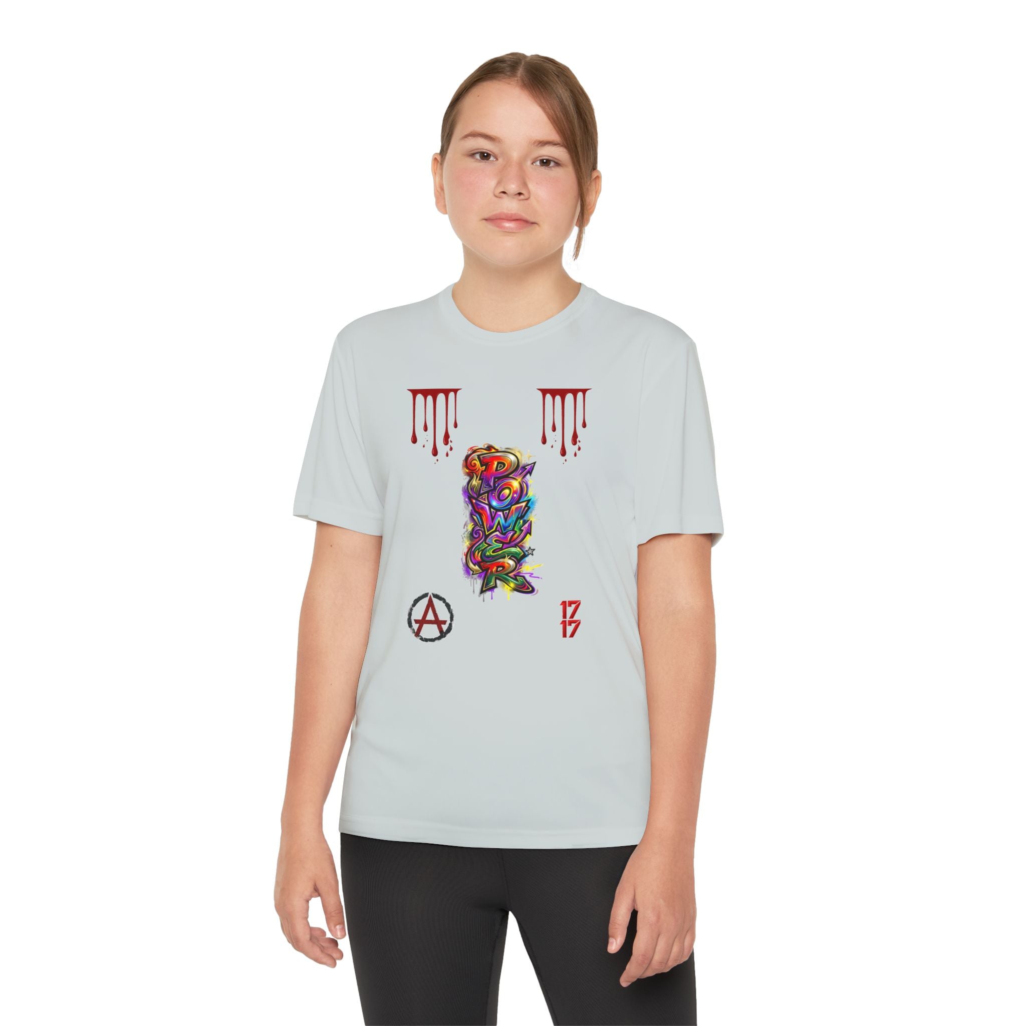 Youth Competitor Tee — Colorful Graffiti Anarchy Graphic T-Shirt