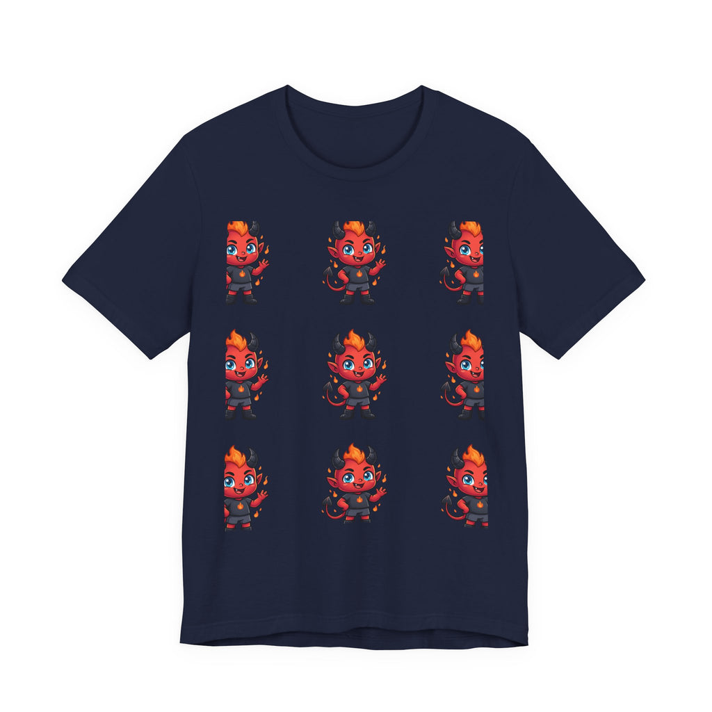 Cute Red Devil Pattern Tee — Kawaii Devil Graphic T-Shirt