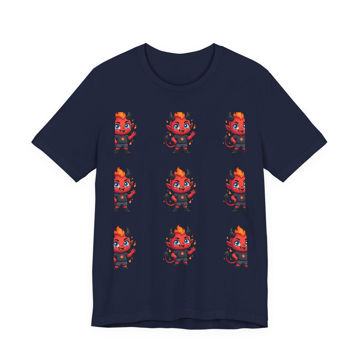 Cute Red Devil Pattern Tee — Kawaii Devil Graphic T-Shirt