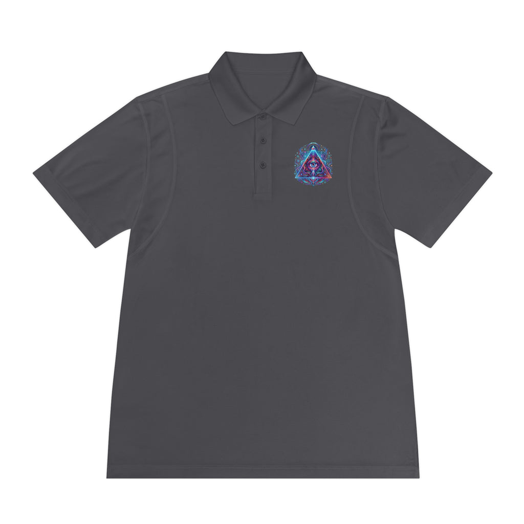 Men's Polo Shirt — Mystic All-Seeing Eye Triangle Design with 17/17 Accent