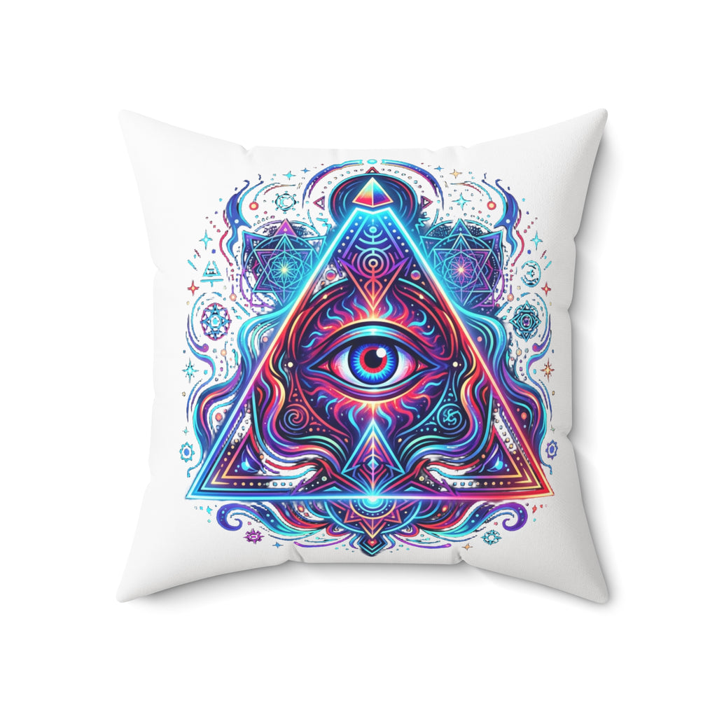 Mystic Third Eye Triangle Pillow - Psychedelic Spiritual Decorative Throw