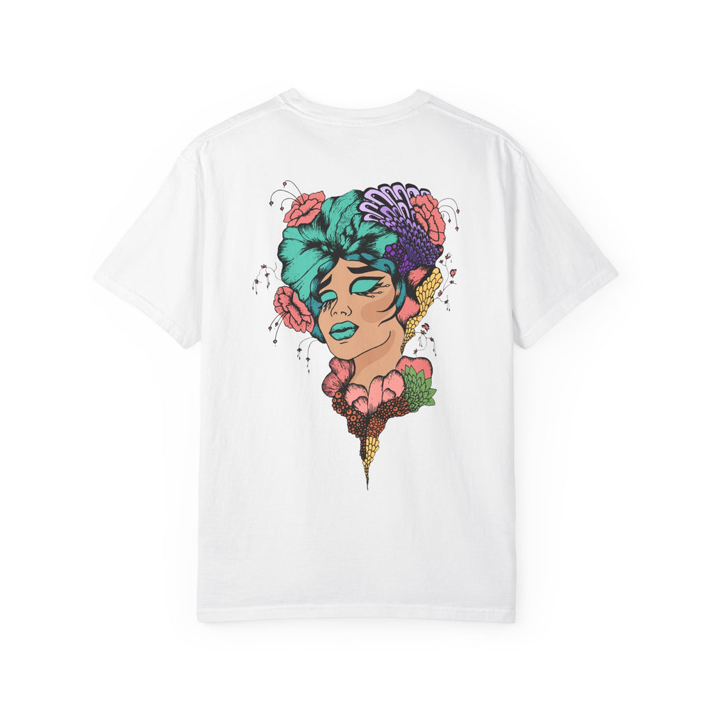 Artistic Floral Portrait T-Shirt — 'Fl3xFashionBaby' Graphic Tee