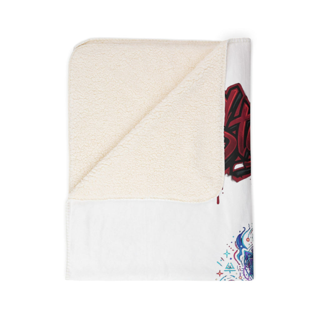 Sherpa Blanket — "Stay Kraazy" Illuminated Eye Graphic with 17 Accent