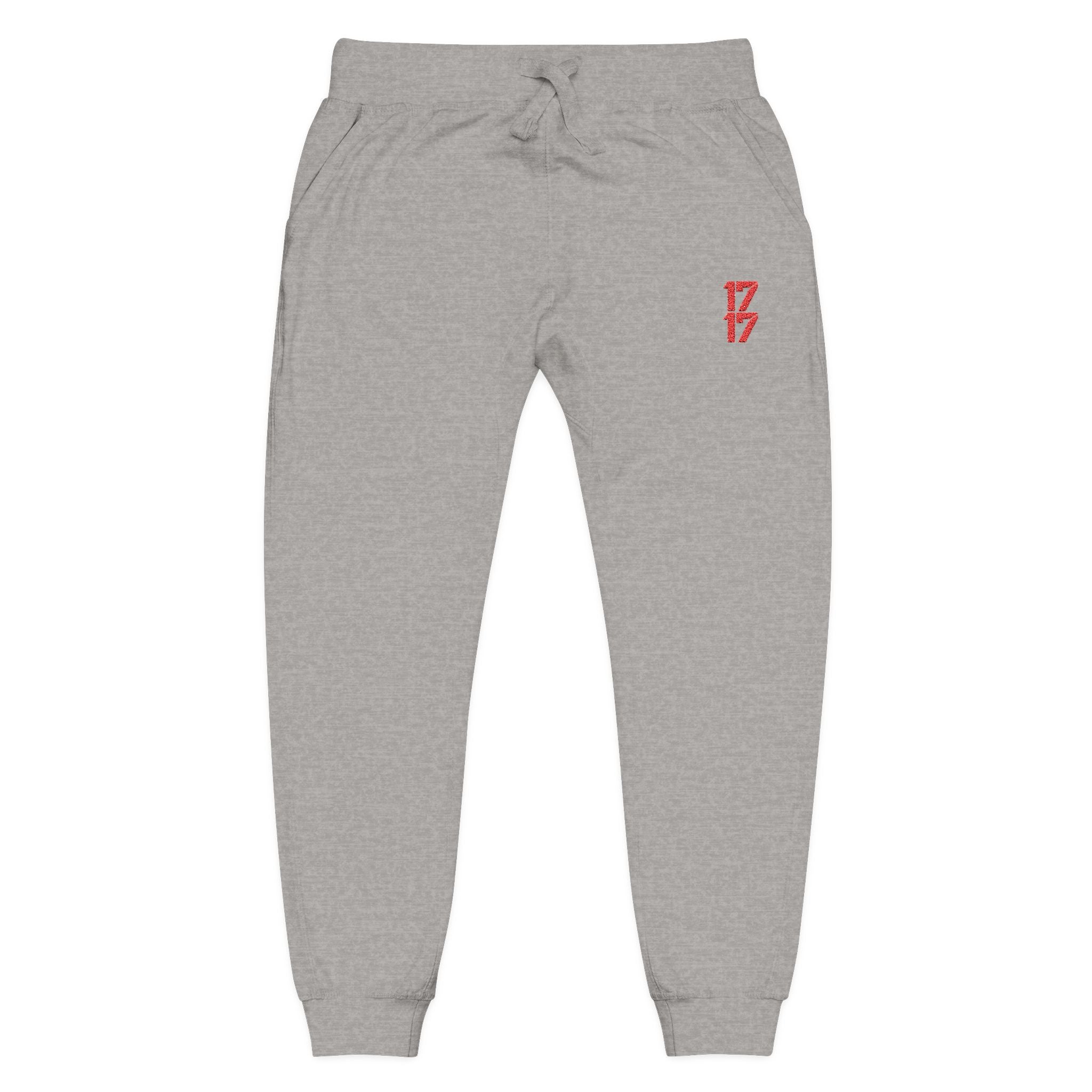 Embroidered '17' Fleece Sweatpants — Cozy Casual Joggers