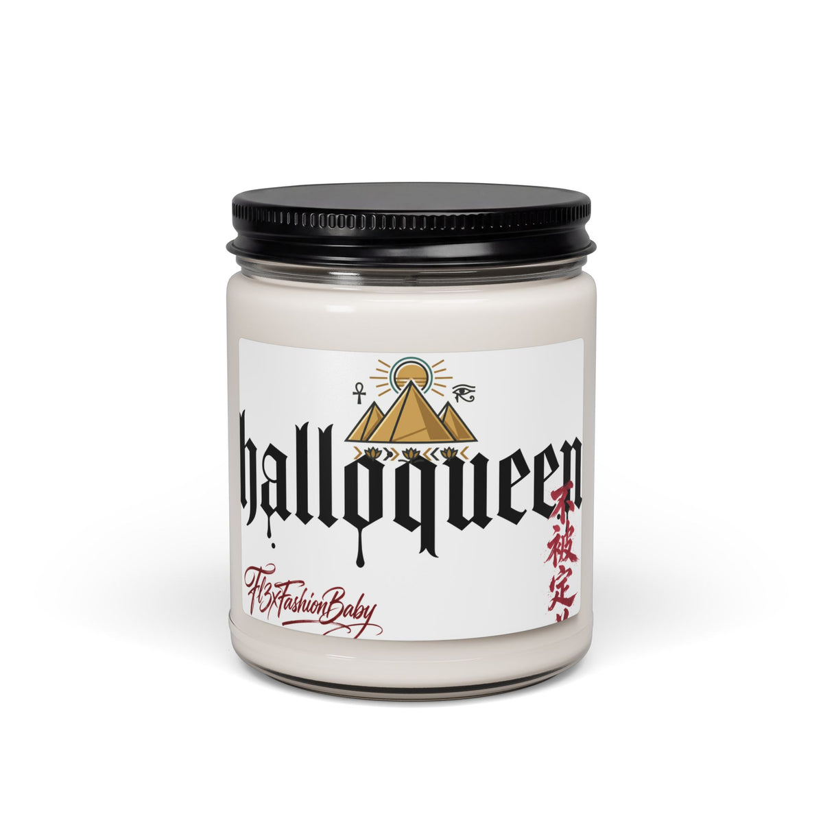 Soy Candle — "Halloqueen" Scented 9oz Jar (Pyramid & Gothic Design)