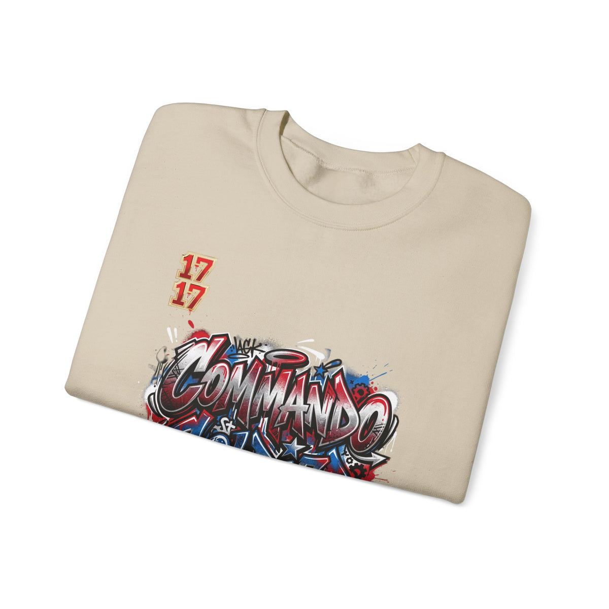 Crewneck Sweatshirt — 'Commando Soldier' Graffiti Graphic Crewneck