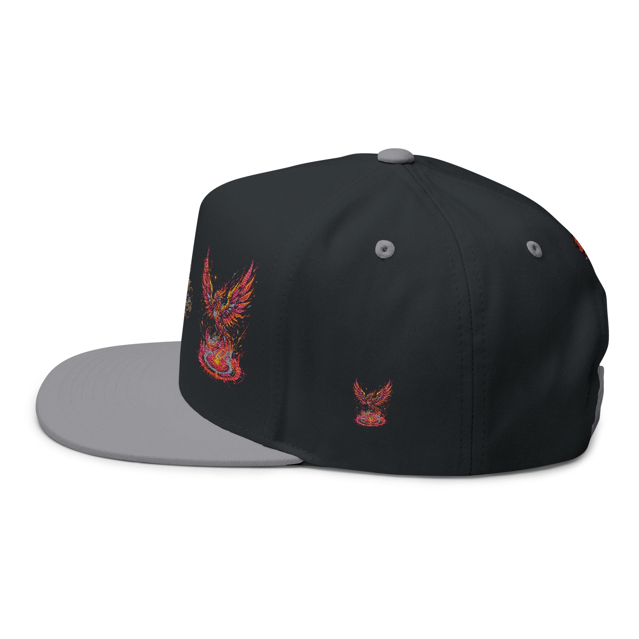 Embroidered Phoenix Flat Bill Cap — F13X Fashion Streetwear Snapback