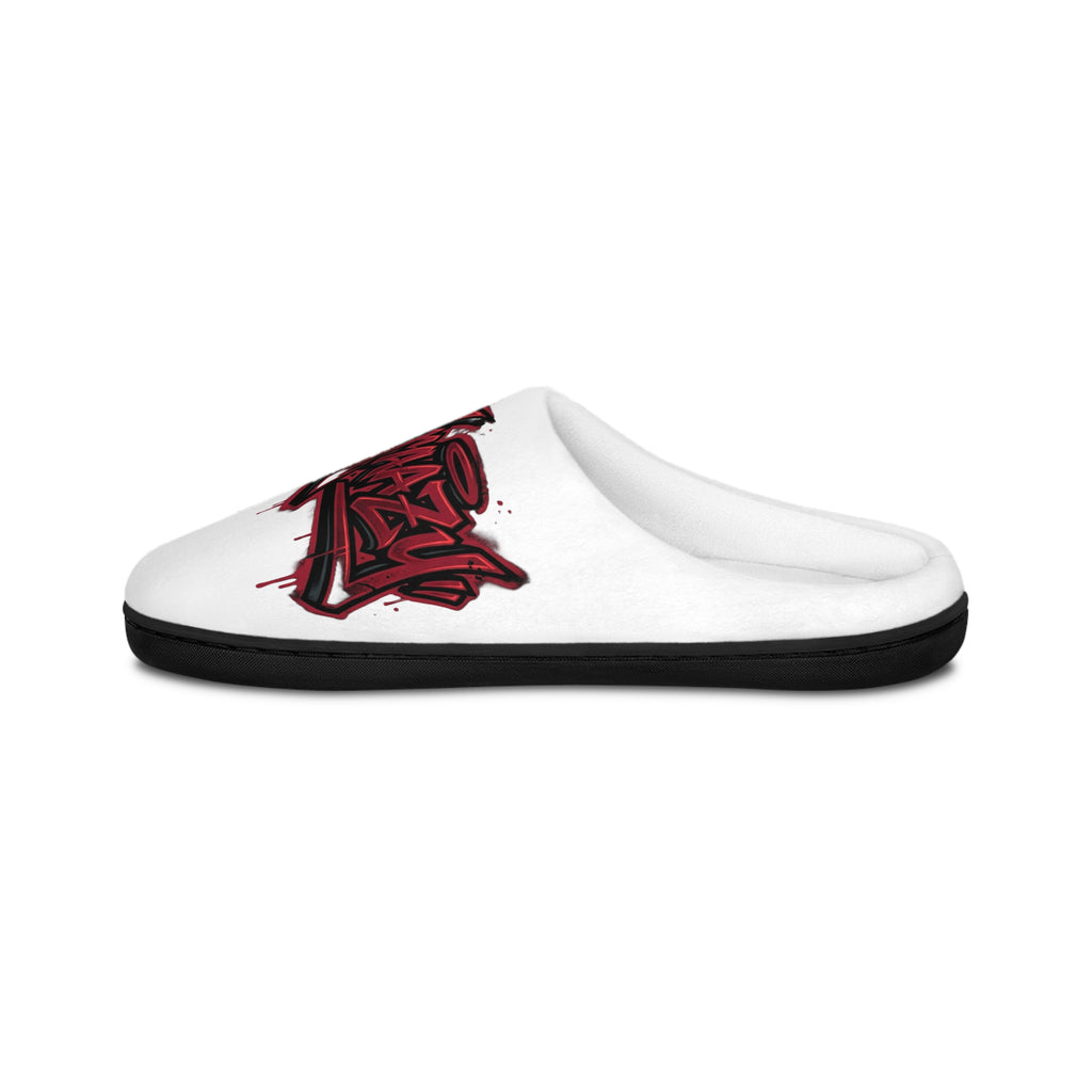 Graffiti Script Women's Slippers – Red Urban Street Art Indoor Slides