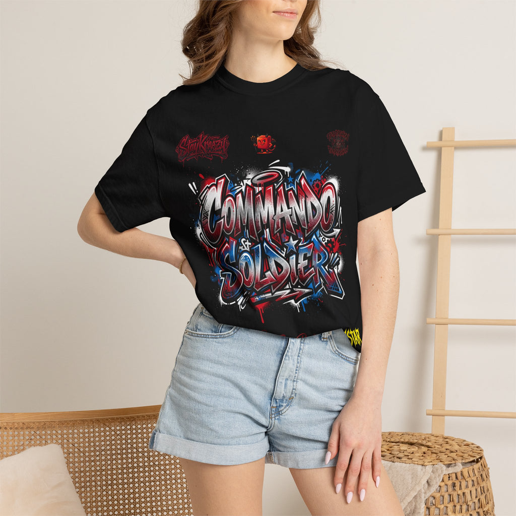 Commando Soldier Graphic T-Shirt — Streetwear Graffiti Design