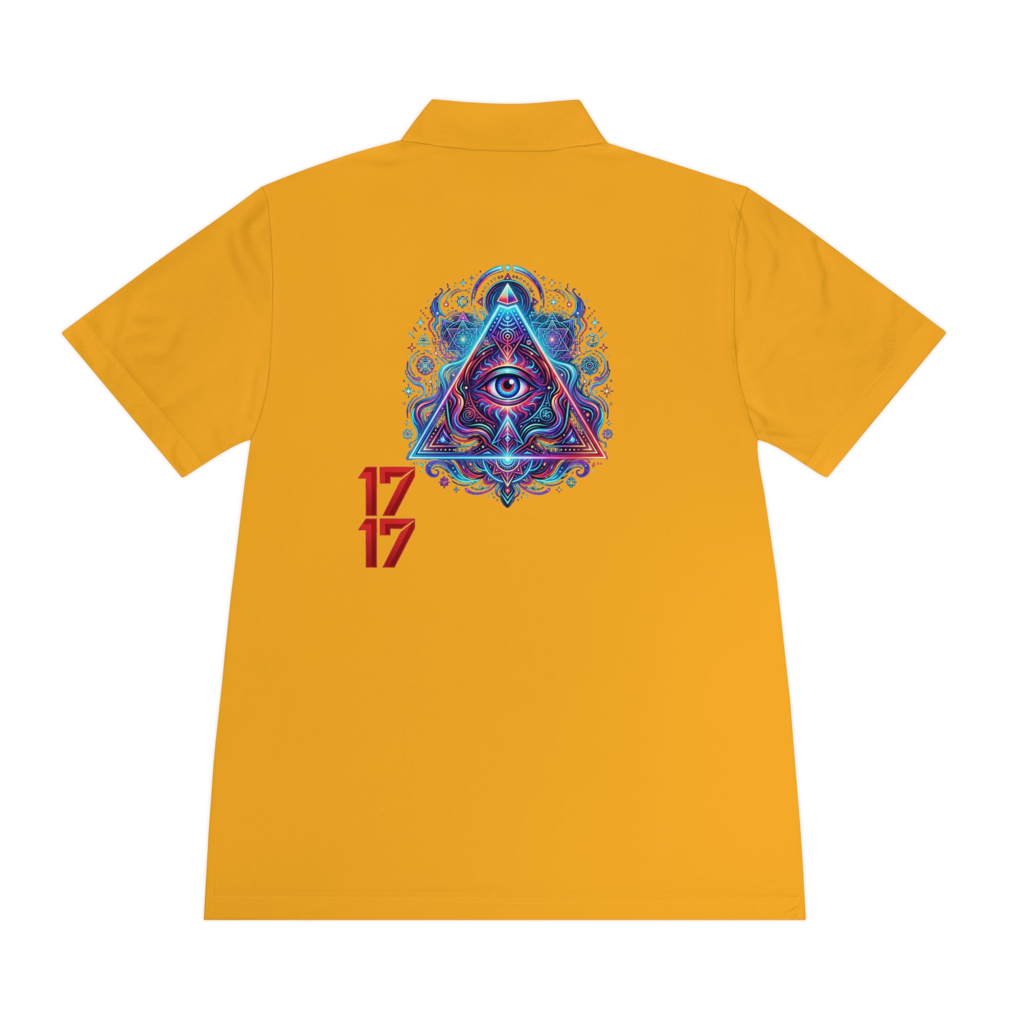 Men's Polo Shirt — Mystic All-Seeing Eye Triangle Design with 17/17 Accent