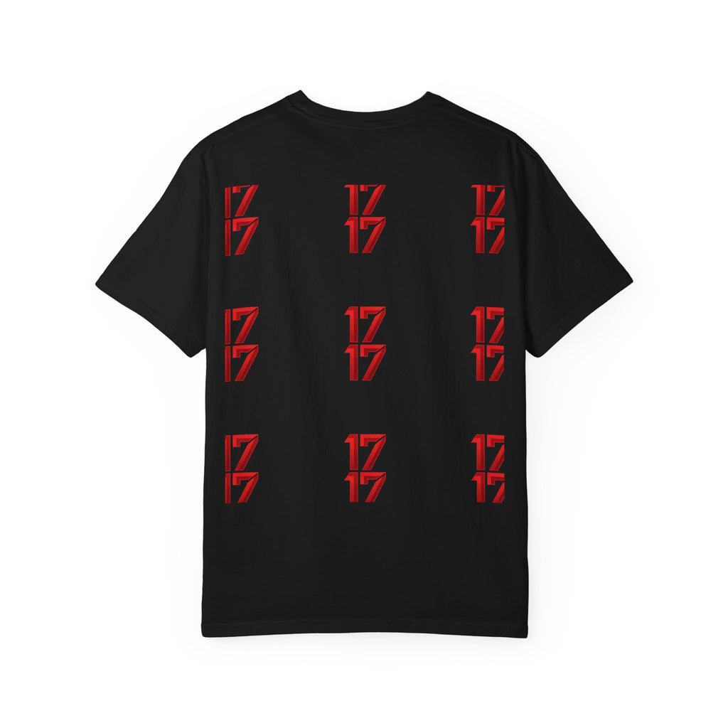 17 Pattern Graphic T-Shirt — Repeating Red Logo Tee