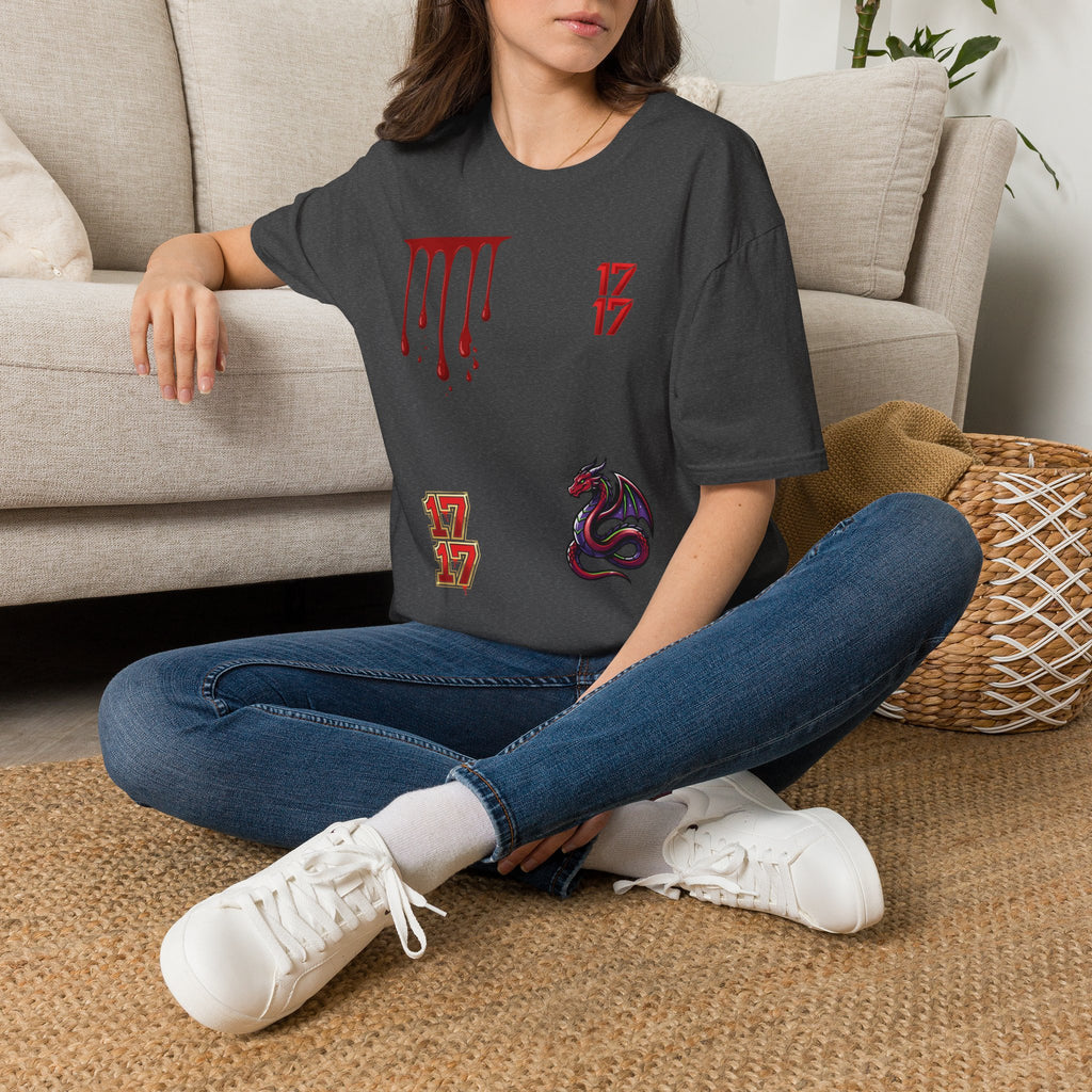 Graphic T-Shirt — Dripping Blood & 17/17 Snake Design