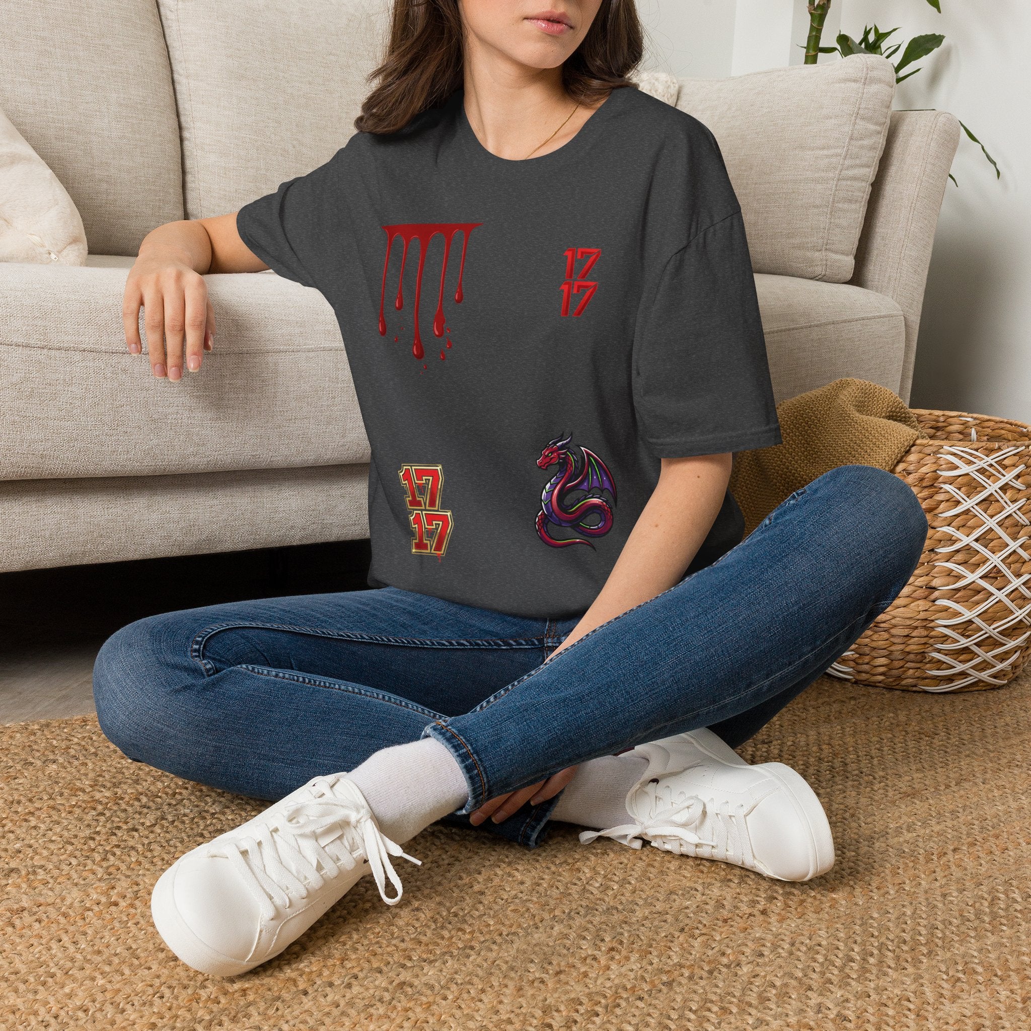 Graphic T-Shirt — Dripping Blood & 17/17 Snake Design
