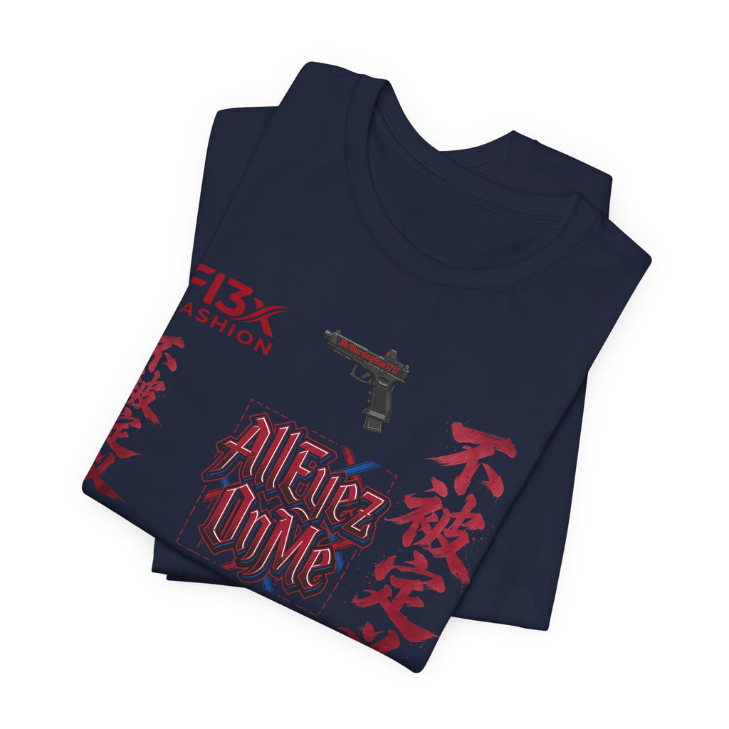 Graphic Tee — 'We Set The Trends' Streetwear T-Shirt with Asian Script & Gun Motifs