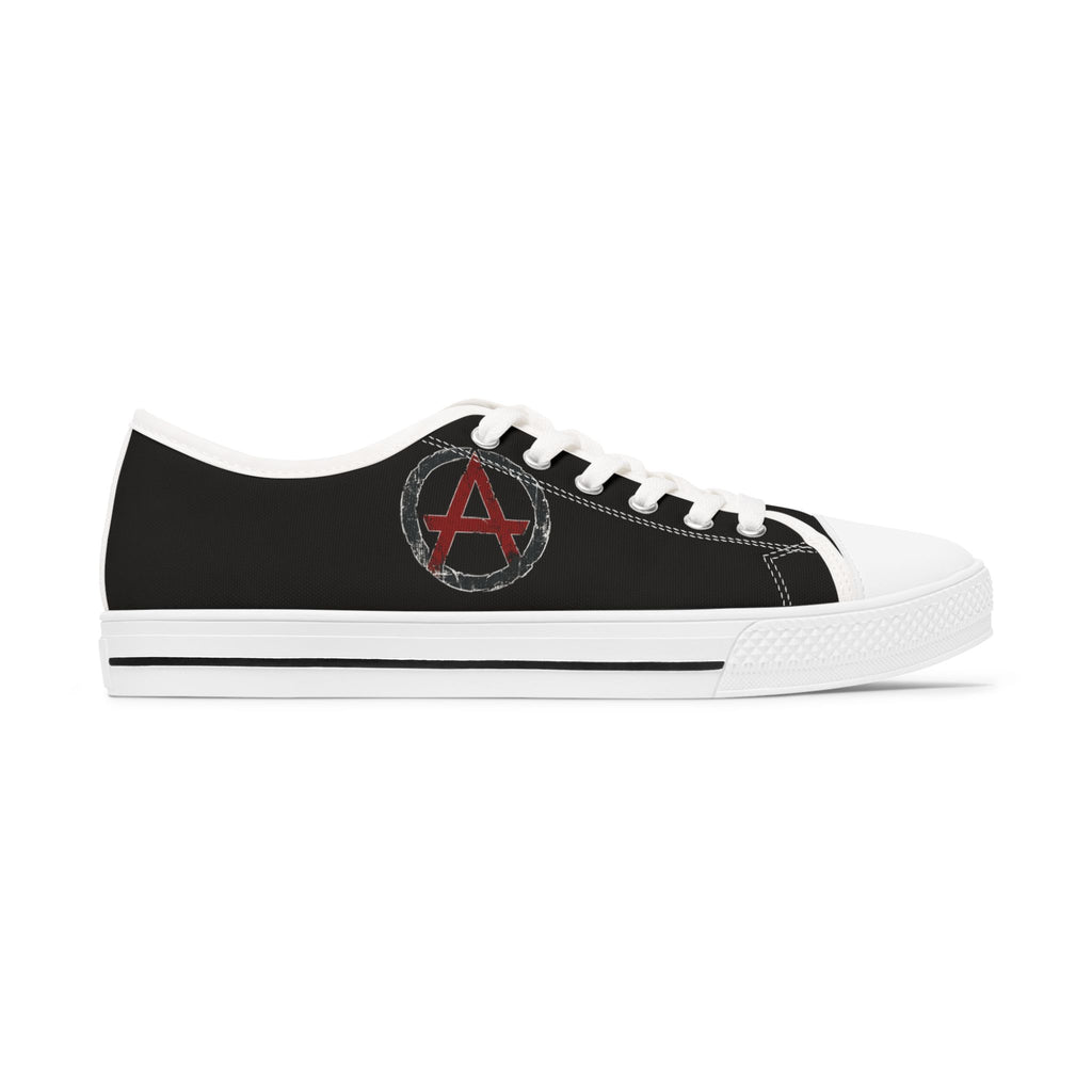 Women's Low Top Sneakers — Gothic Red 17 Anarchy Graphic Canvas Shoes