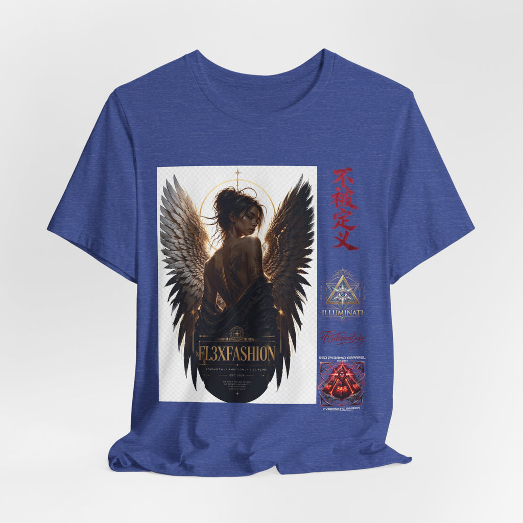 Angel Wings Graphic Tee — '不被定义' Asian-Inspired Dark Angel T-Shirt