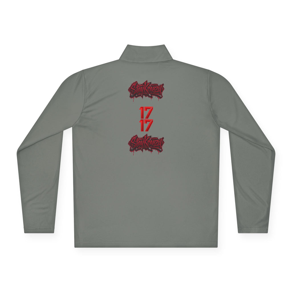 Quarter-Zip Pullover — Minimal Red '17' Logo Athletic Pullover