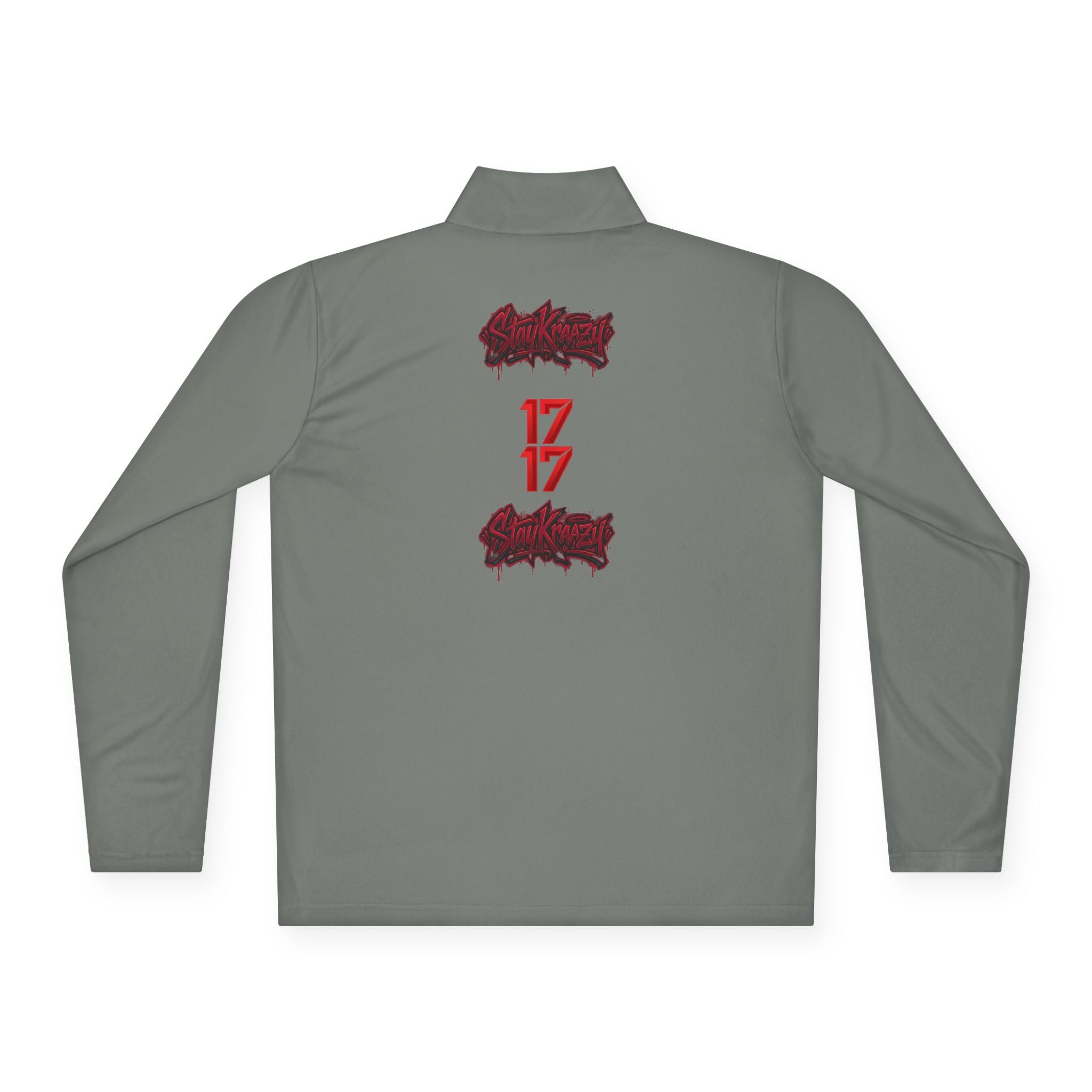 Quarter-Zip Pullover — Minimal Red '17' Logo Athletic Pullover