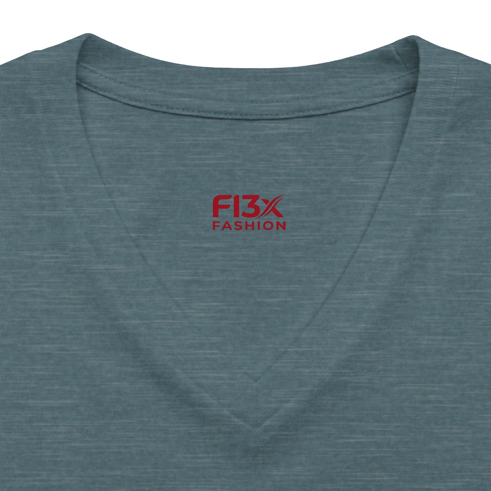 Women's V-Neck Tee — 'F13x Fashion' Floral Logo & Devil Graphic