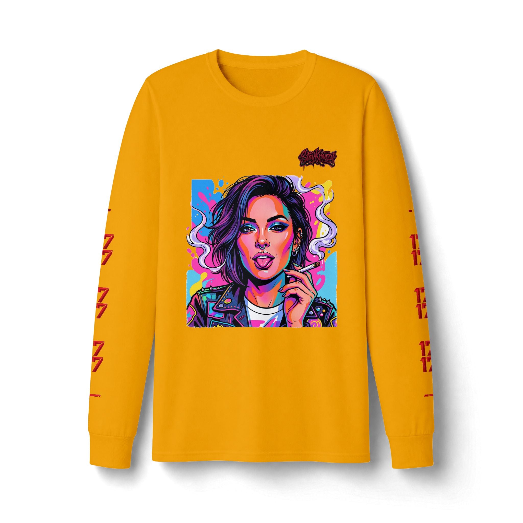 Long Sleeve Tee — Neon Pop Portrait Graphic