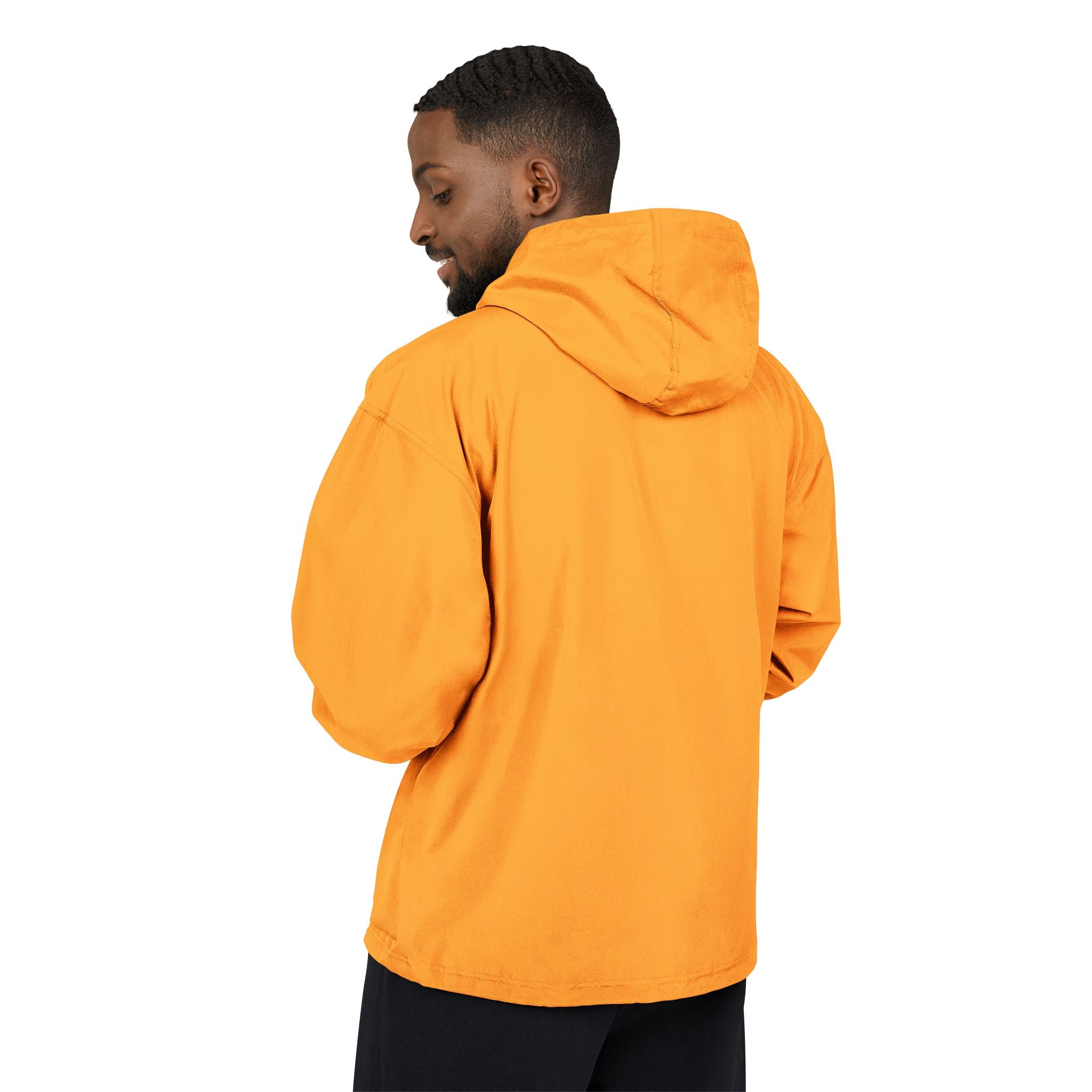 Packable Anorak Jacket — Lightweight Hooded Windbreaker (Orange)
