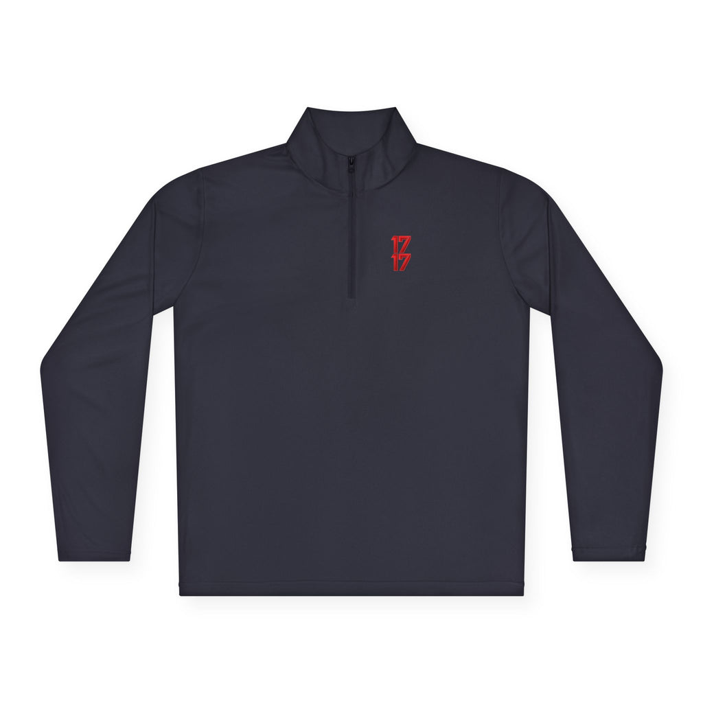 Quarter-Zip Pullover — Minimal Red '17' Logo Athletic Pullover
