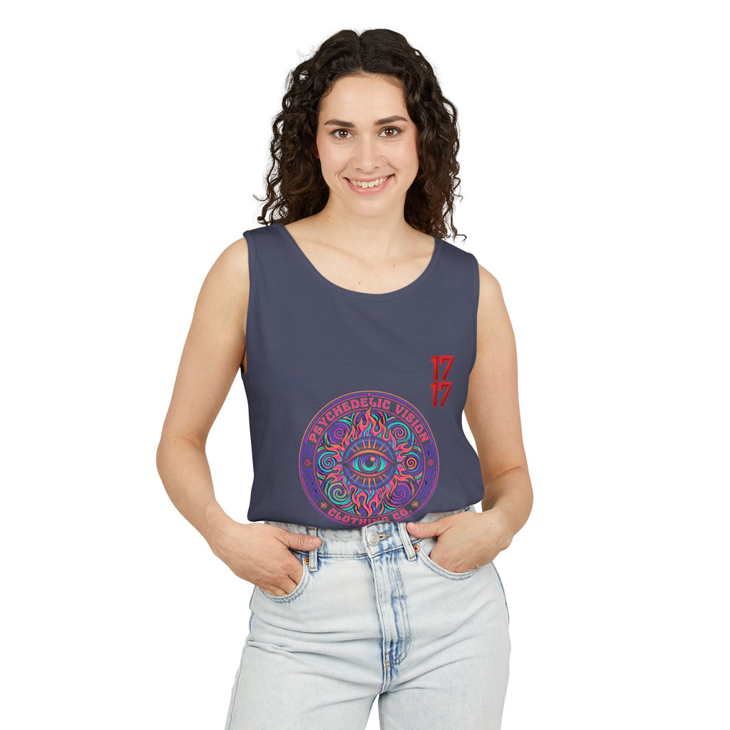 Psychedelic Vision Tank Top — Retro Eye Mandala Graphic