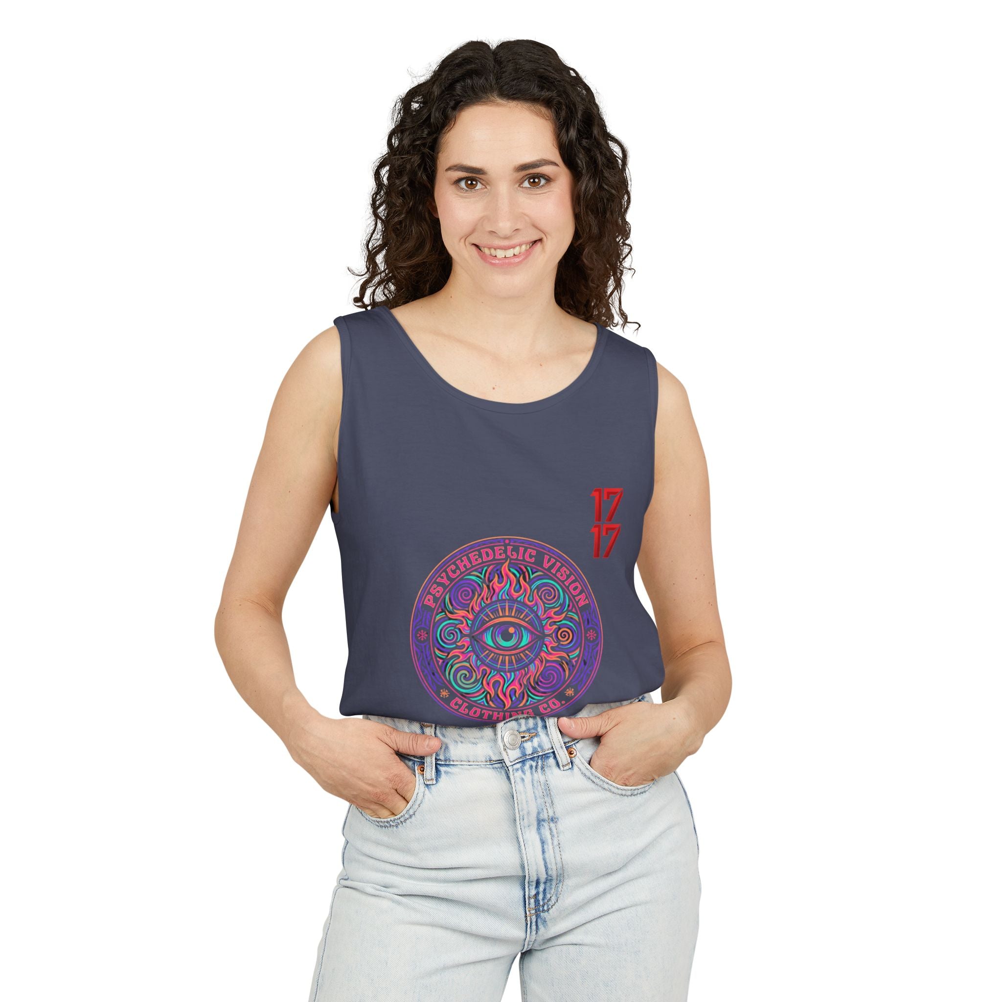 Psychedelic Vision Tank Top — Retro Eye Mandala Graphic