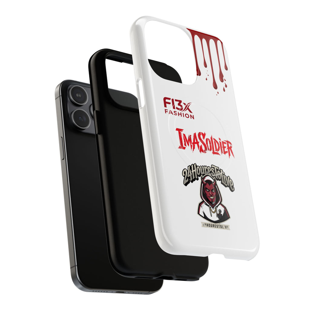 Tough Magnetic Phone Case — 'ImASoldier' Blood Drip Gaming Design