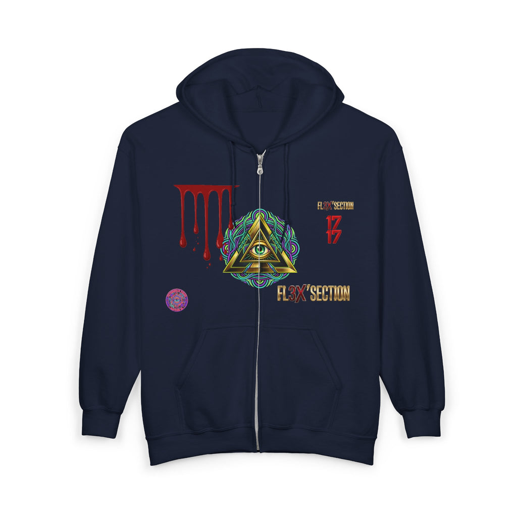 All-Seeing Eye Zip Hoodie — Psychedelic Geometric Graphic Sweatshirt