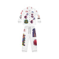 Graphic Satin Pajama Set — White All‑Over Print Loungewear