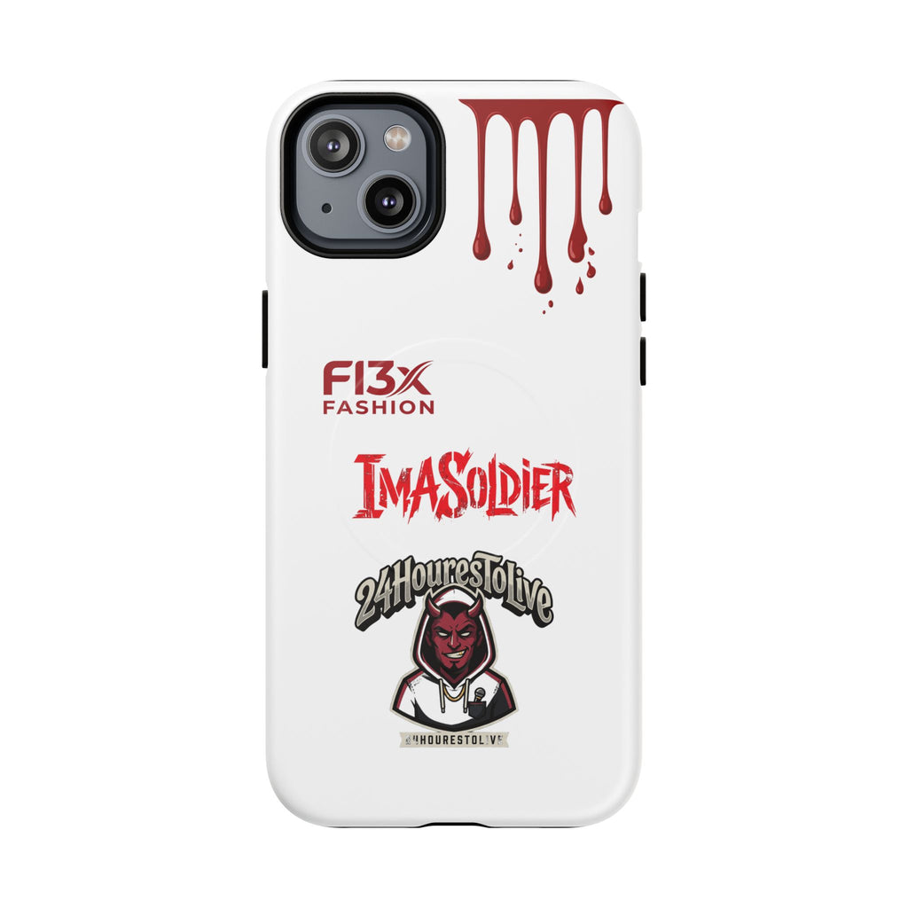 Tough Magnetic Phone Case — 'ImASoldier' Blood Drip Gaming Design