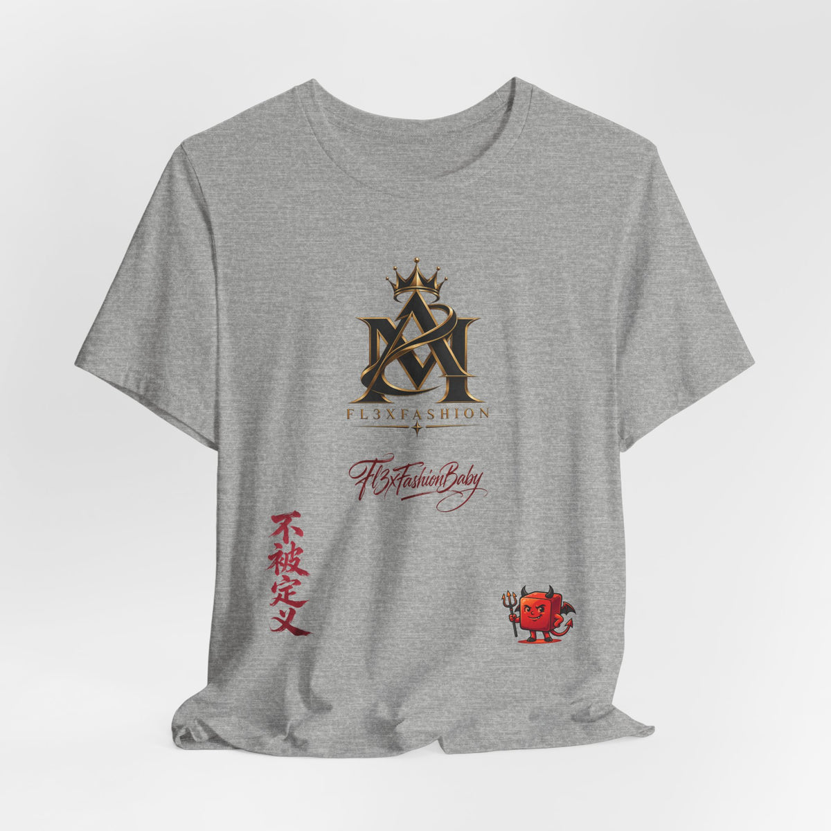 Graphic Tee — FuturFashion Logo Tee with Asian Script & Devil Character