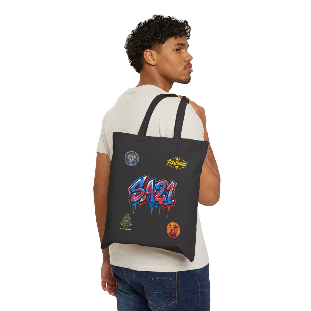 Canvas Tote Bag — Graffiti 'SA21' Street Art Print