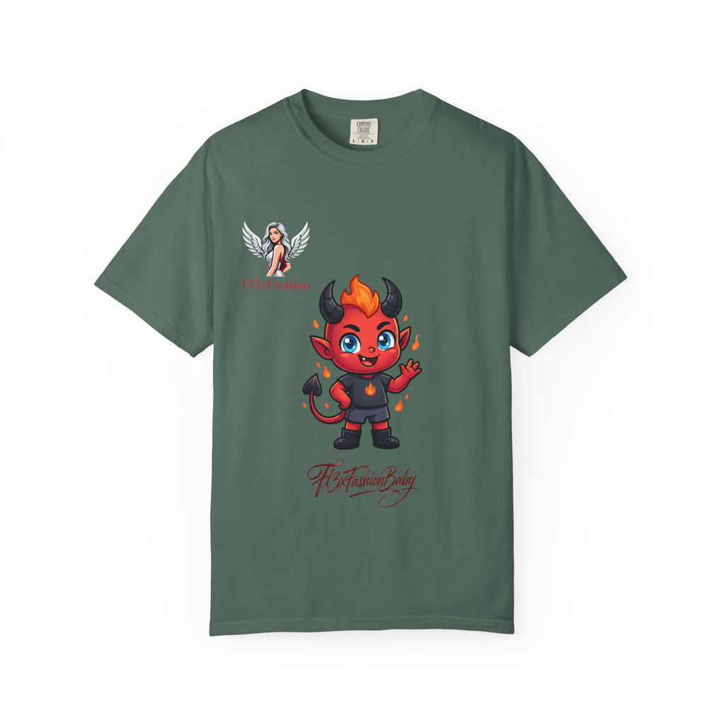 Devil Cartoon Graphic T-Shirt — Fiery Cute Demon Design