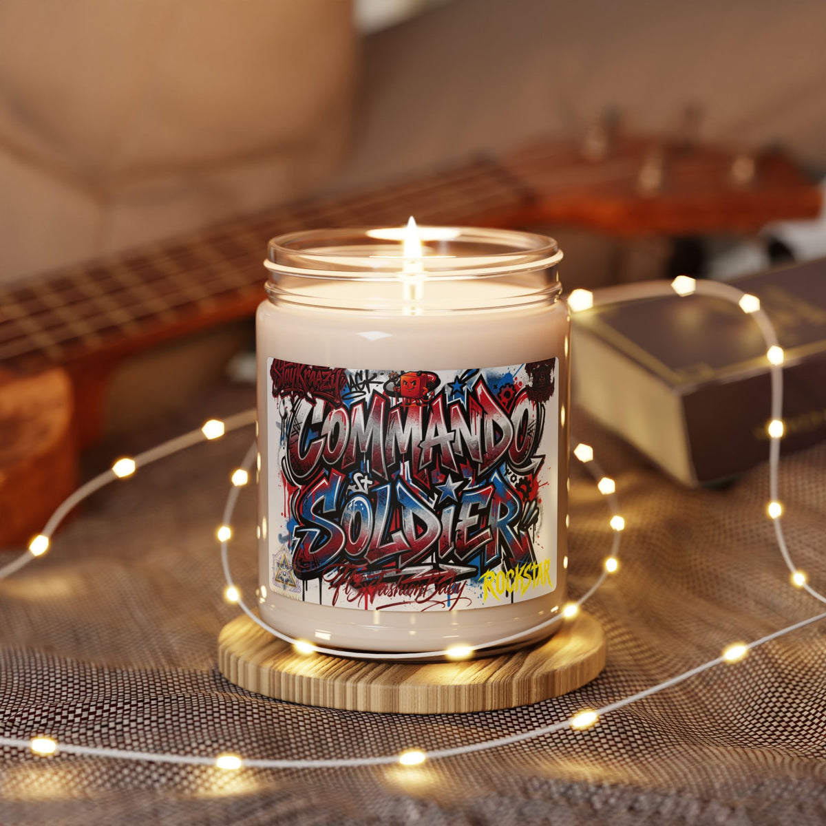 Commando Soldier Graffiti Scented Soy Candle — 9oz Jar