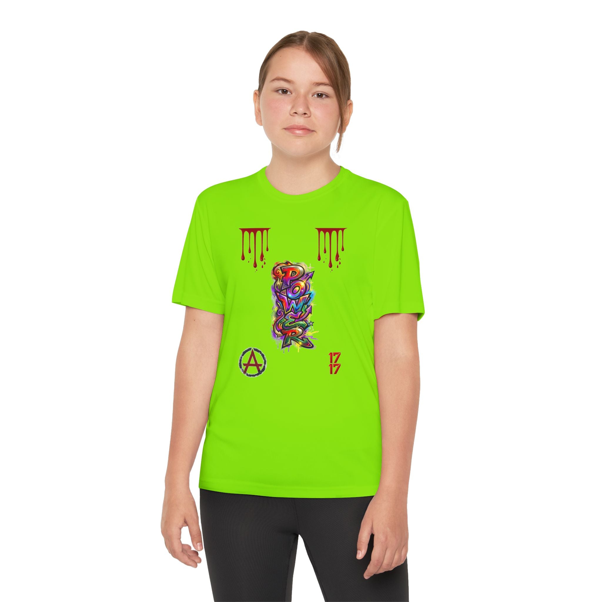 Youth Competitor Tee — Colorful Graffiti Anarchy Graphic T-Shirt