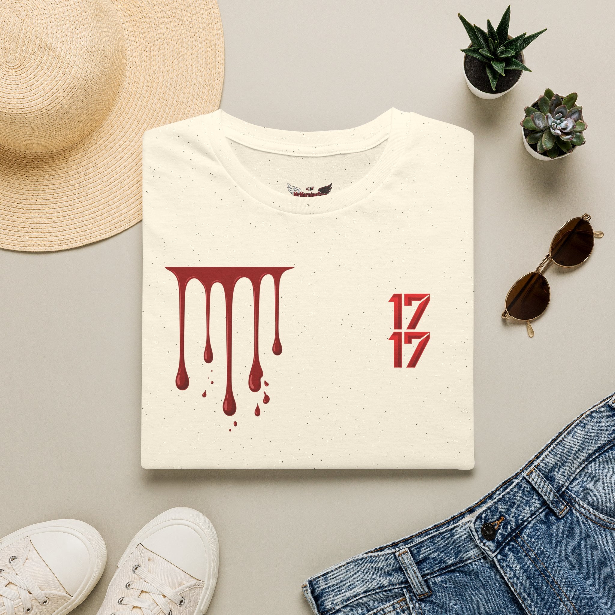 Graphic T-Shirt — Dripping Blood & 17/17 Snake Design